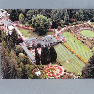 Share Vintage Postcard - Butchart Gardens Aerial Photograph - Peacock Postcard